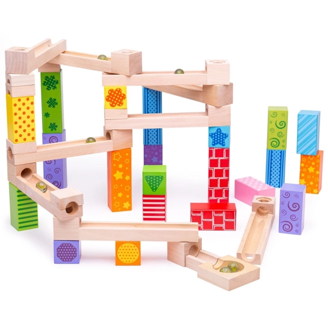 Bigjigs Toys Lesena kroglična proga barvna