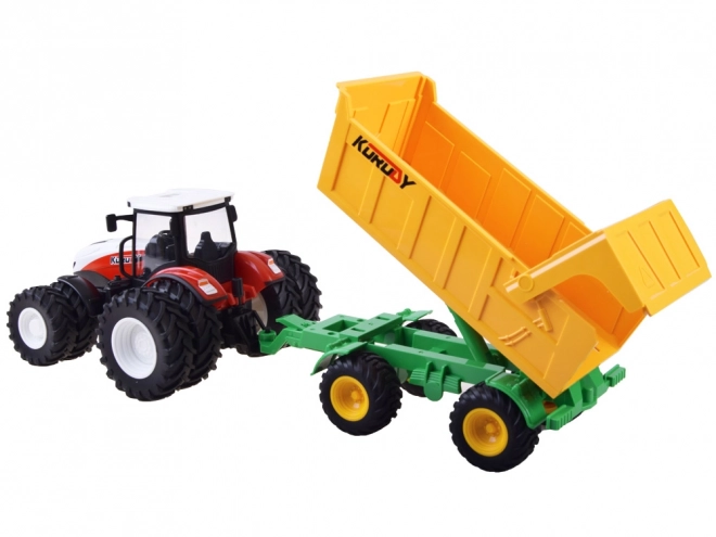 Daljinsko voden traktor z gumijastimi kolesi + prikolica RC0601