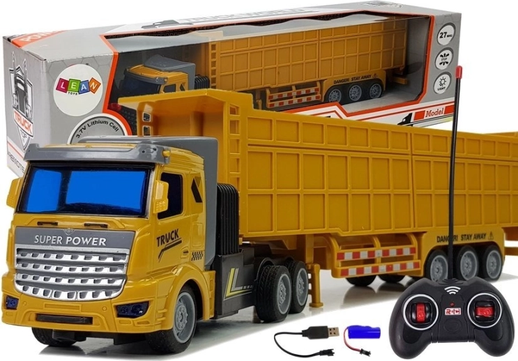 RC tovorno vozilo z velikim priklopnikom 27 MHz 1:48 rumeno