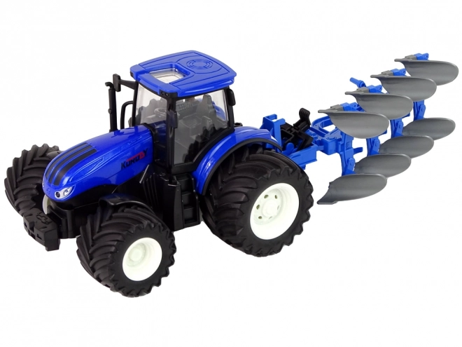 Daljinsko voden traktor 1:24 Modri kovinski plug