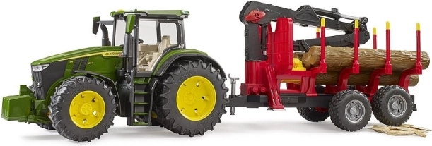 Bruder traktor John Deere z zadnjo prikolico in hlodi