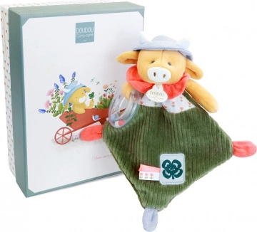 Kravica Aneth z ropotuljico 21 cm - Darilni set Doudou