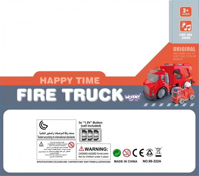 Veliki rdeči vlečni tovornjak City Truck z zvočnimi in svetlobnimi učinki