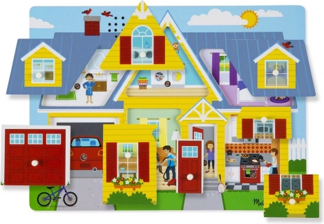Zvočne lesene sestavljanke hiša MELISSA & DOUG