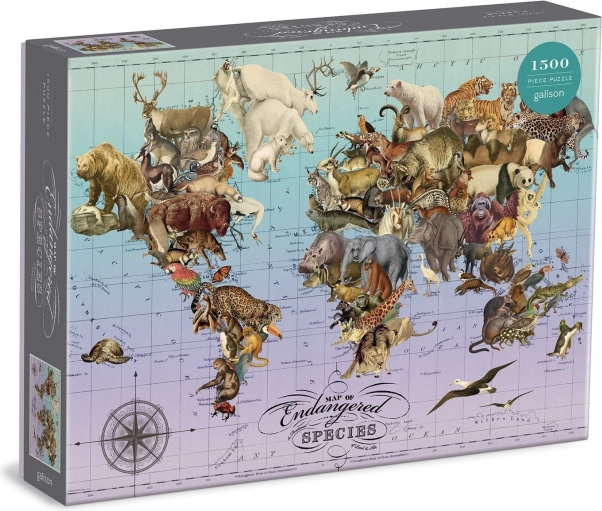 Galison puzzle Zemljevid ogroženih vrst 1500 koščkov