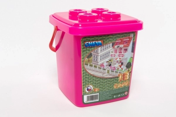 Gradbeni set Cheva 18 Slaščičarna plast 215kom v vedru 17x22x17cm