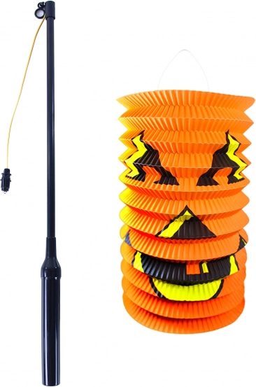 Halloween lampijon buča 15 cm s svetlečo palico 40 cm