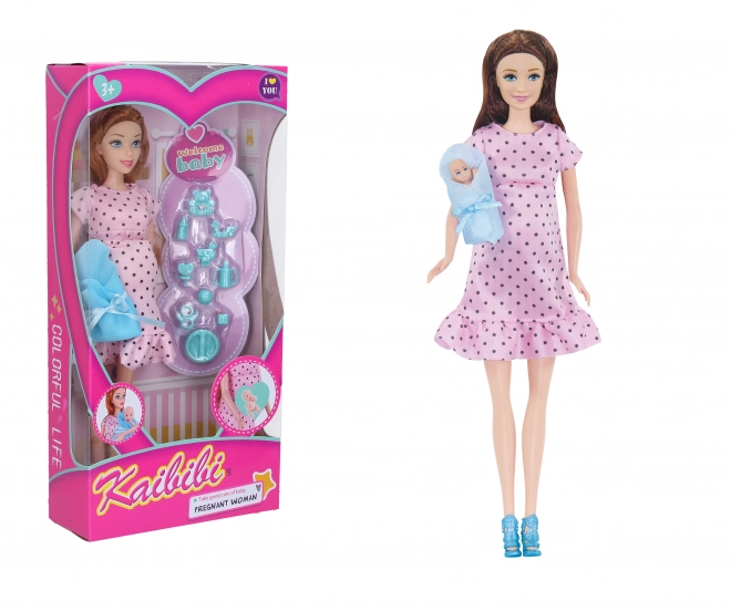Noseča punčka set 29 cm