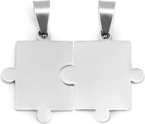 Jekleni partnerski obeski Puzzle – gladki, 2 kosa