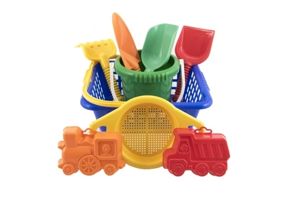 Košara set - 2 potice motika lopata grablje sito vedro nakupovalna košara plastika 12m+