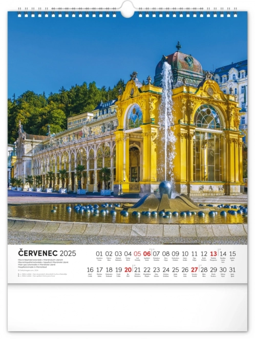 Stenski koledar NOTIQUE Češka republika 2025, 30 x 34 cm
