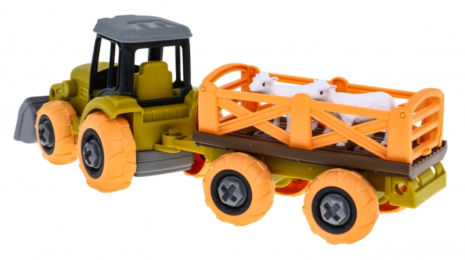 Odvijljiv traktor s žlico in prikolico + izvijač + ovca Igrača za otroke 3+