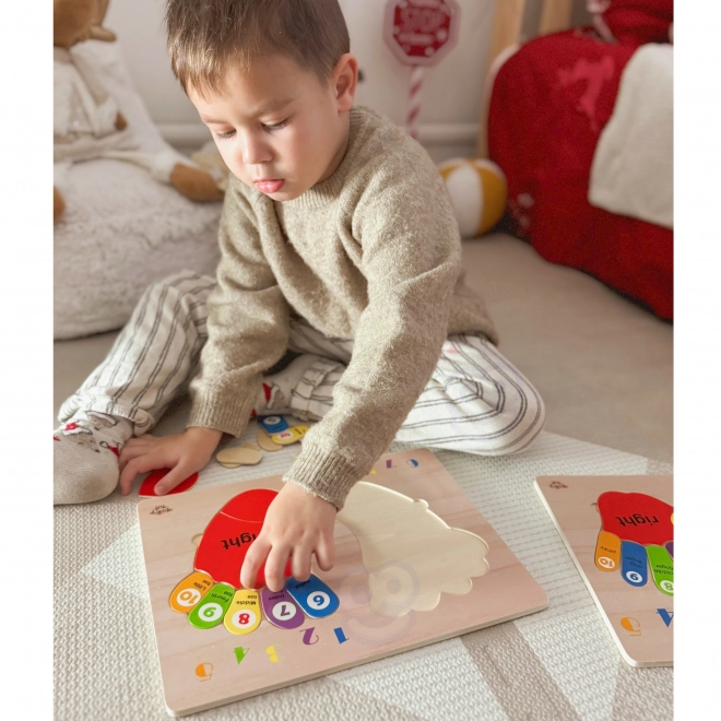 Lesena izobraževalna sestavljanka TOOKY TOY - Učenje številk in barv