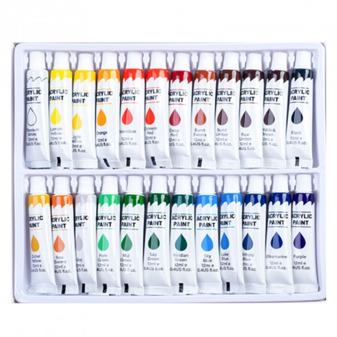 Set akrilnih umetniških barv 24×12 ml v tubah – bogato pigmentirane