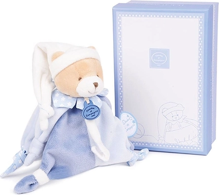 Darilni komplet Doudou - Medvedek s držalom za dudo 17 cm