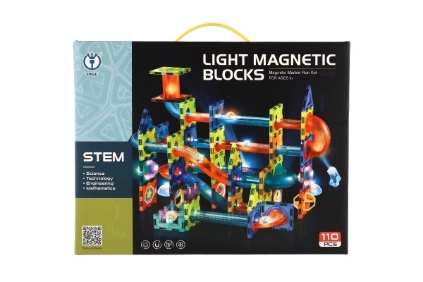Magnetna proga za kroglice plastika 110 kosov 16 kroglic + dodatki na baterije v škatli 36x28x9cm