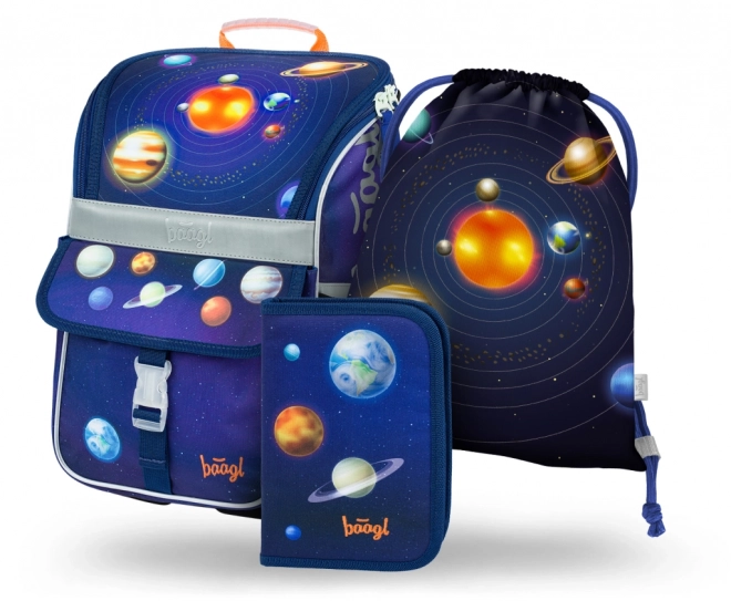 BAAGL SET 3 Zippy Planeti: torba, peresnica, vrečka