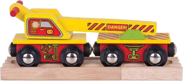 Leseni vagon z žerjavom BIGJIGS RAIL