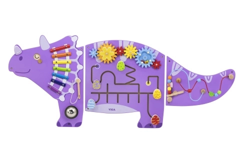 Lesena senzorična in manipulativna tabla triceratops Viga Toys