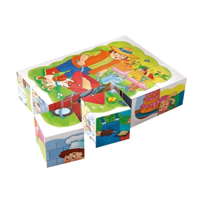 Dino izobraževalne kocke Poklici - set 12 kock
