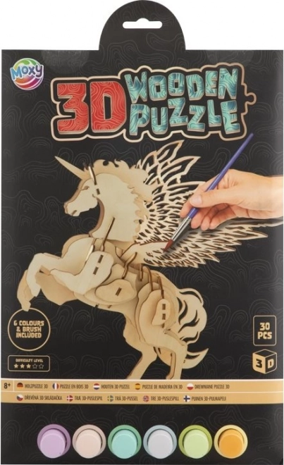 Moxy lesene 3D barvanke sestavljanka samorog