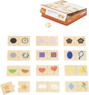 VIGA lesene puzzle – ujemanje oblik in predmetov