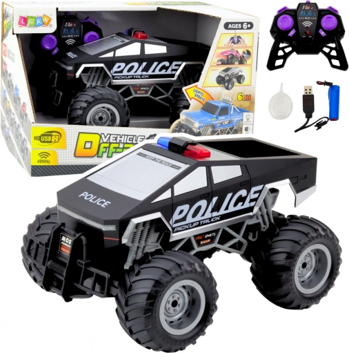 Policijski terenski RC dirkalnik črne barve 1:16