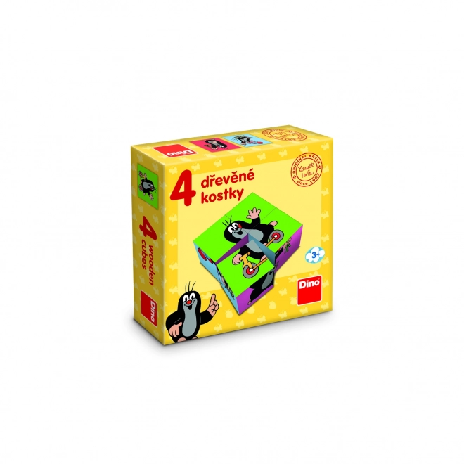 Kocke kubus Krtica les 4 kosi v škatlici 13x13x4cm