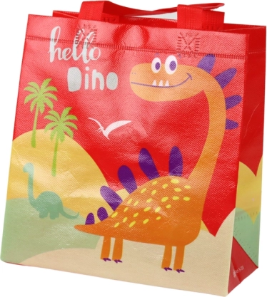 Darilna vrečka dinozaver rdeča 23 × 21,5 × 11 cm