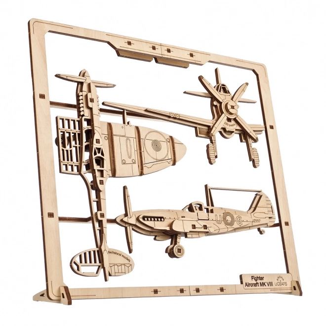 Ugears lesenična mehanična sestavljanka Lovski letalo
