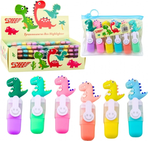 Set mini označevalcev s dinozavrskimi sponkami v etuiju, 6 kos