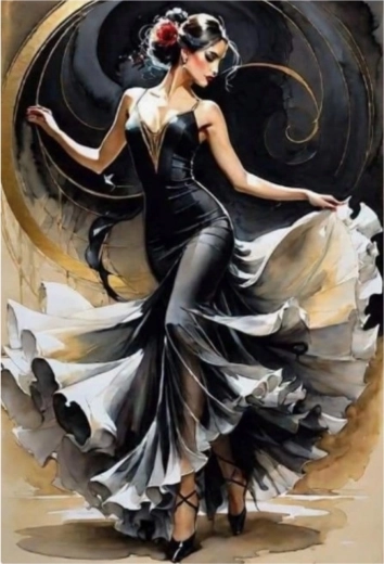 Diamantno slikanje V vrtincu flamenka 30 x 40 cm