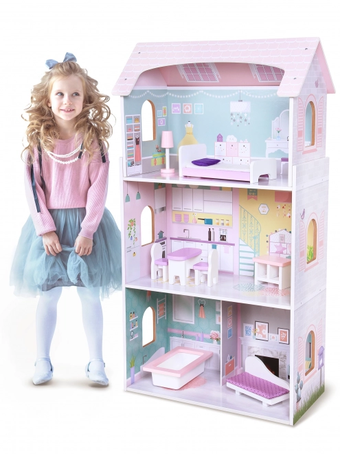 ECOTOYS Trosobno hišico za lutke Jagoda