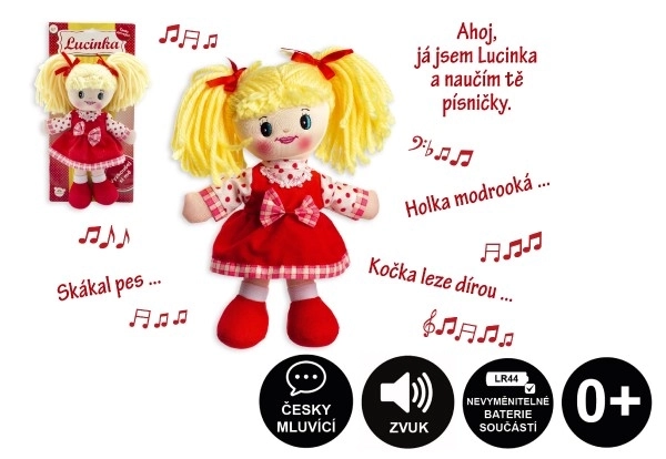 Česky pojoča punčka iz blaga Lucinka - 30 cm