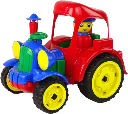 Velik plastični traktor s figurico in gumijastimi kolesi HEMAR