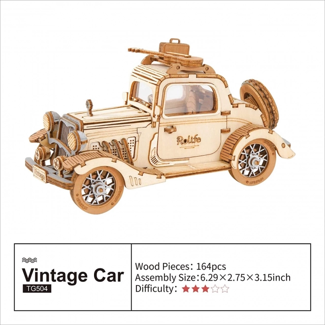 Vintage avtomobil - sodobni 3D leseni puzzle