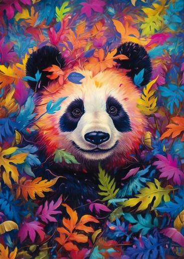 Sestavljanka panda v mavričnem gozdu 1000 koščkov