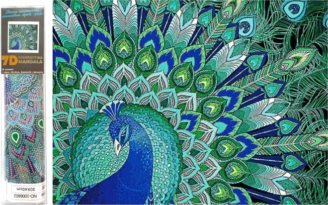 diamantno slikanje 7D pavje čarovnije 30 × 30 cm