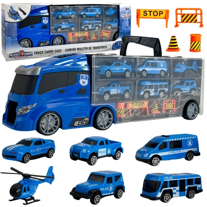 Tovornjak s transporterjem 3v1 Modra Policija