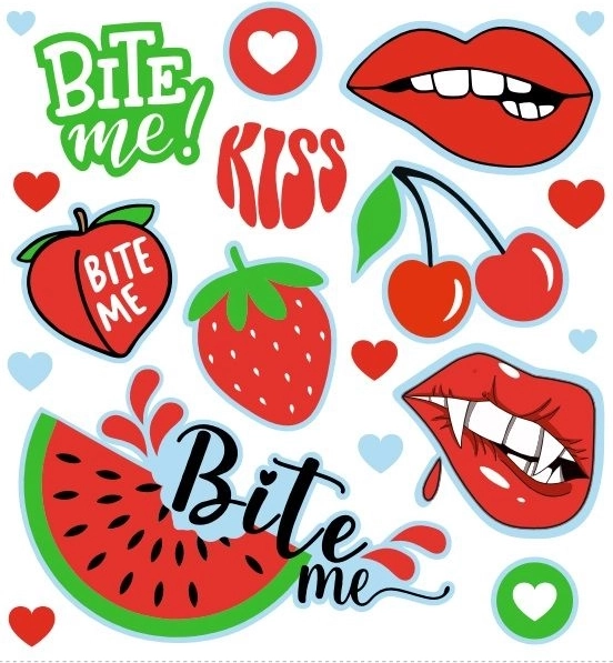 Našivki za likanje Bite Me – dekorativne nalepke za oblačila
