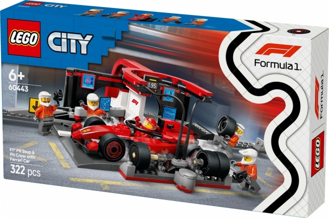 LEGO City 60443 F1 Pit Stop s mehaniki in Ferrarijem