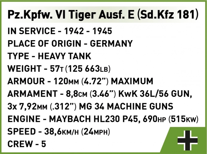 Model tank Tiger I z 870 kosov