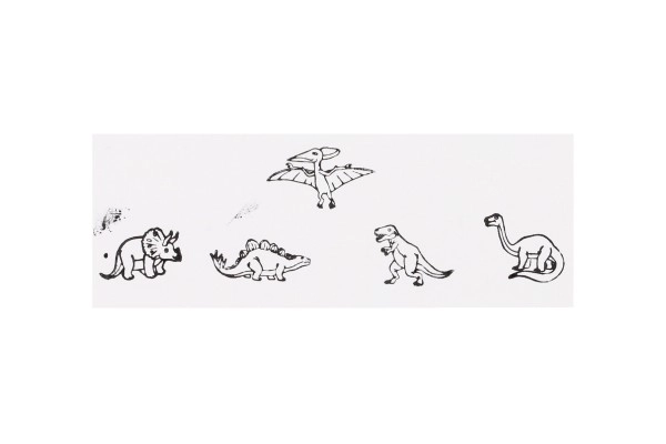 Leseni žigi 5+1 s blazinico dinozavri 3x3cm na kartonu