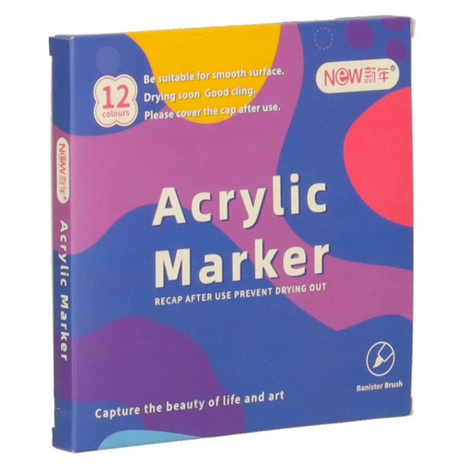 Vodoodporni akrilni markerji za tekstil in kamne DIY 12 kos