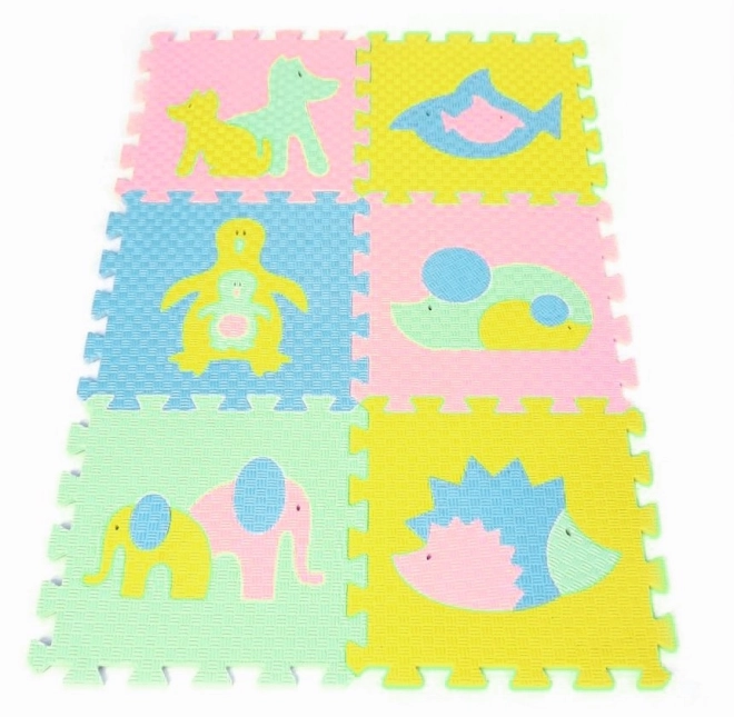 Pena preproga v pastelnih barvah Živalska družina II. 6 kosov (30x30)