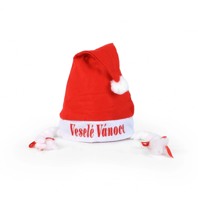 Božična kapa z belimi kitkami