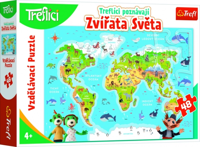 Sestavljanka Treflíci spoznavajo živali sveta 48 kosov