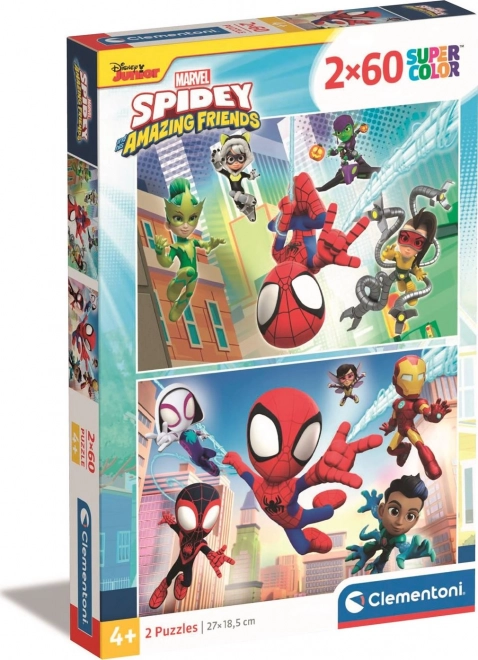 Sestavljanka 2×60 koščkov Spidey in njegovi osupljivi prijatelji