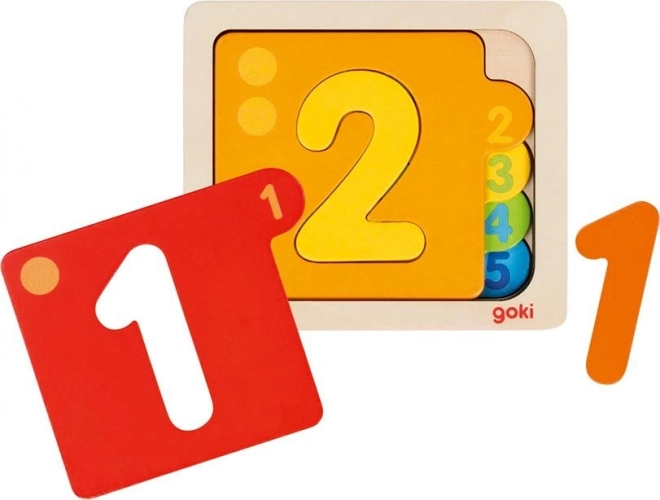 Večslojna lesena vstavljanka številke 1–5 GOKI