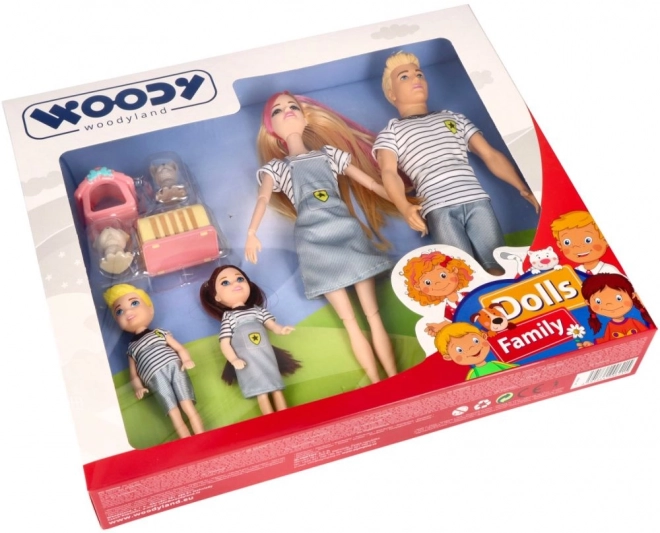 Woodyland Sodobna družina punčk s hišnimi ljubljenčki